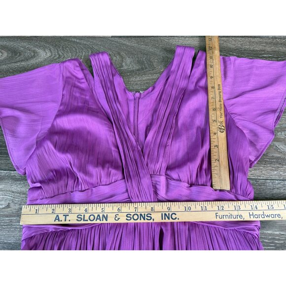 By Anthropologie Deep V-Neck Vibrant Mini Dress Size 4 Purple - Picture 5 of 12